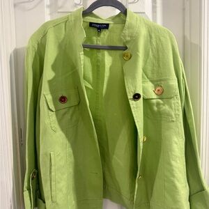 Jones New York Women's Lime Linen Utility Jacket